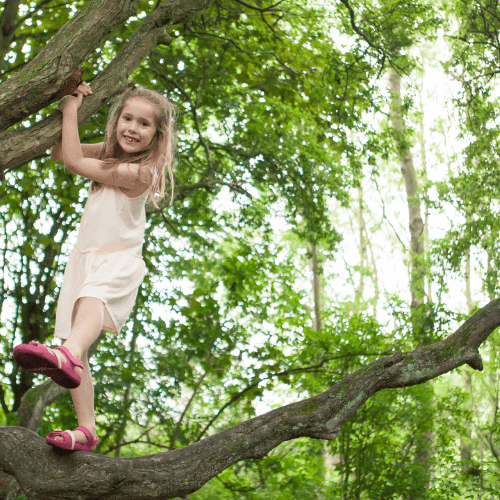 Die Stärken eines Kindes: Mädchen klettert auf Baum