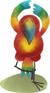 Papagei Pico in Yoga Position